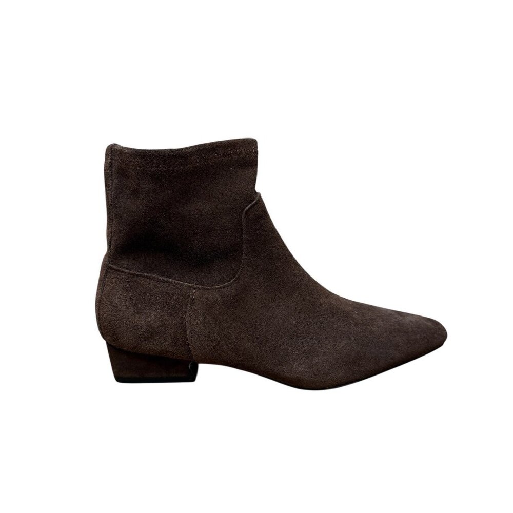 JASON WU LEATHER BOOTIE BROWN POINTY TOE BLOCK HEEL KOLIN SIZE 8 ANKLE BOOTS